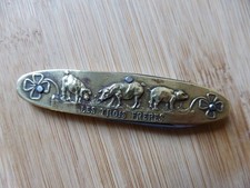 Ancien couteau de poche laiton figuratif 2 pièces cochons LES TROIS FRERES