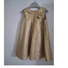 Image of Monsoon Gold Party Dress Girls 12-18 Months Bow Accent Knee Length Formal