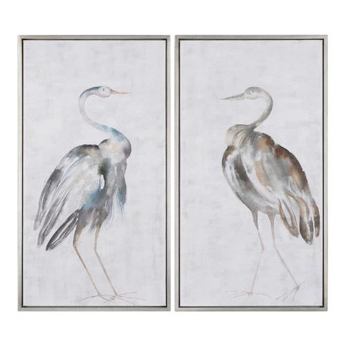 Uttermost 35353 Summer Birds Two Piece Framed Animal Painting on - Silver - Picture 1 of 3