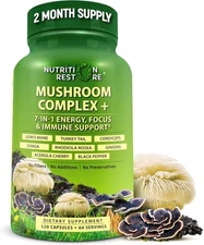Organic Mushroom Complex Lion's Mane, Turkey Tail, Cordyceps, Chaga Beta Glucans