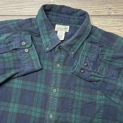 LL Bean Mens Blackwatch Plaid Long Sleeve Button Up Flannel Shirt Sz 2XLT Tall
