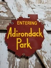 VINTAGE ADIRONDACK PARK PORCELAIN SIGN OLD STATE NATIONAL NEW YORK LODGE CABIN