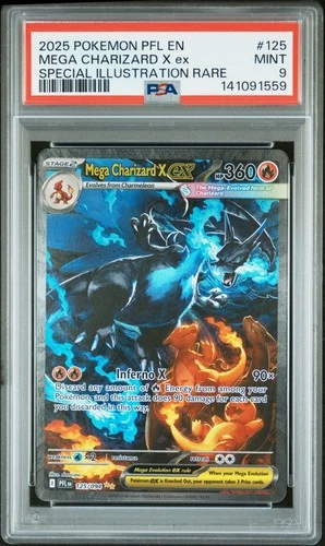 2025 POKEMON PHANTASMAL FLAMES ILLUSTRATION RARE #125 MEGA CHARIZARD X EX PSA 9