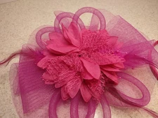 Fascinator Hot Pink Tea Party Wedding Flower Cocktail Mesh Feathers Hair Clip