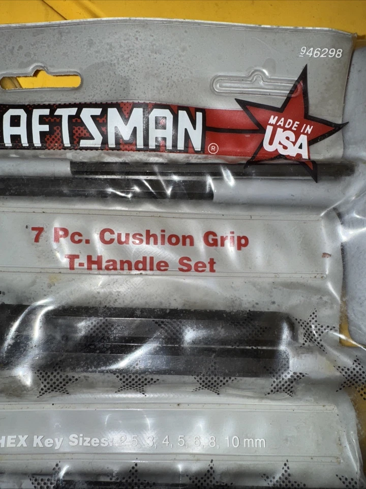Sears Craftsman USA Nos 7pc Metric Cushion Grip T Handle Hex Key Set 46298 Rubbe - Image 2 of 4