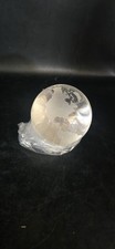 Round Glass World Globe Paperweight Clear  Frosted Etched Earth Sphere No Stand