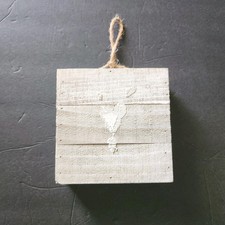 Rustic White Heart Wooden Wall Art Hanging Decor 6"x6"x2" Primitive Boho