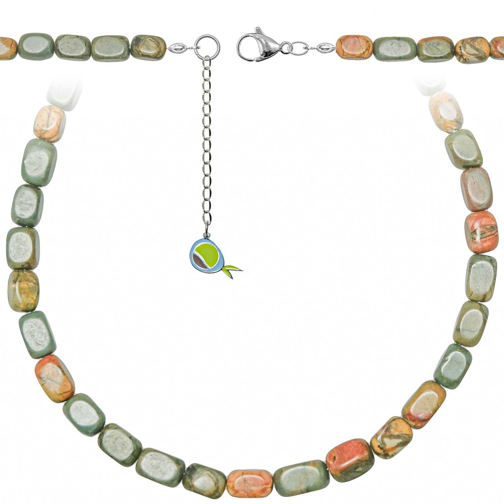 Collier en jaspe polychrome de 38 cm avec perles roulées de 8 à 12 mm
