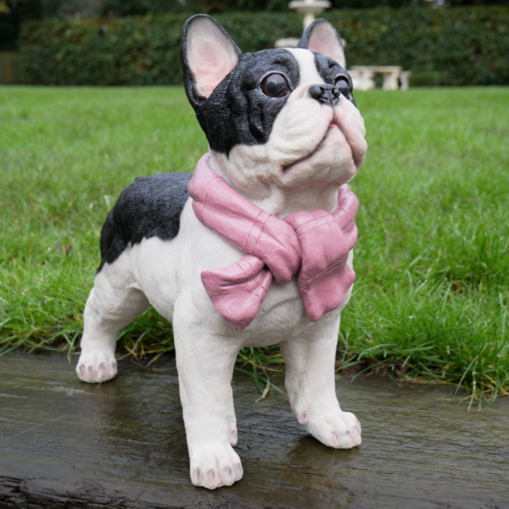 Ornament Dog With Scarf Outdoor Or Indoor Resin Figurine French Bulldog