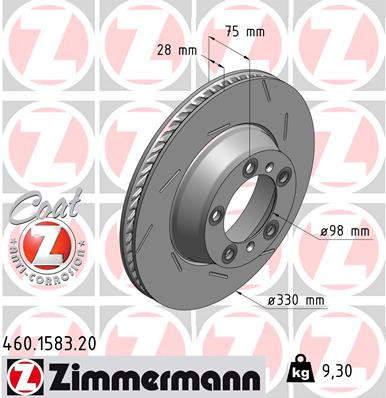 ZIMMERMANN 460.1583.20 Bremsscheibe für PORSCHE