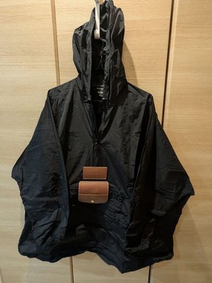 LONGCHAMP × D'HEYGERE Collaboration Pullover Raincoat Poncho Black Used Japan