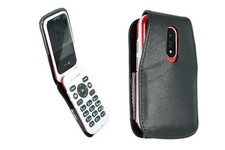 Image of caseroxx Leather-Case with belt clip compatible with Doro 6820 / 6821 made from