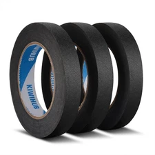 Black Painters Tape,0.7inch x 60 Yds x 3 Rolls (180 Yards Total) - Medium Adh...