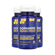 3-Pack Dopamine Brain Food Capsules - Daily Mental Drive Support - 180 Caps