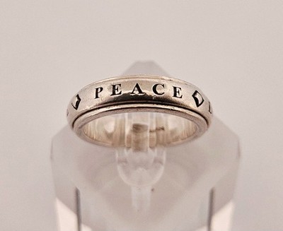 Steven Lavaggi sterling silver faith, love, hope, peace spinner ring sz 10