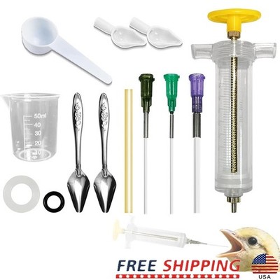 Bird Feeding Kit W/ Syringes Measuring Cups Stainless Steel Spoons Feeding Tubes