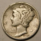 1945 S Mercury Dime Micro S 90% Silver F-VF   Actual Coin Pictured - Not Cleaned