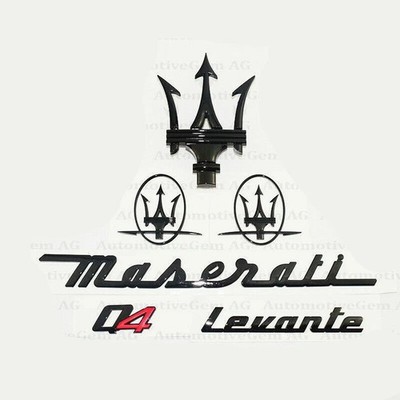 for Maserati Emblem Levante Q4 Grille Trident Side glossy Black Badge Sticker