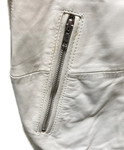 Diesel Processed Hooded Leather Jacket Men's Size S White image 5