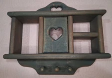 Country Wood Knick-Knack Shelf with center Heart and 3 pegs - Cottagecore 