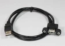 USB 2.0 Panel Mount Cable Single Port Bulkhead Male-Female 3FT