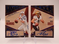 Peyton Manning & Drew Brees '25 Leaf Match Book Ch. 2 Signed No.MB-17 Card 2/5