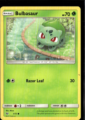 Pokemon Bulbasaur 1/73 Shining Legends Non Holo Common  2 Card Lot LP