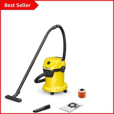 Efficient 1000W Kärcher WD 3 Vacuum with 17L Capacity, Wheels & Multiple Nozzles