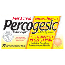 Percogesic Acetaminophen Pain Reliever Fever Reducer Tablets 90 Ct Pack of 3