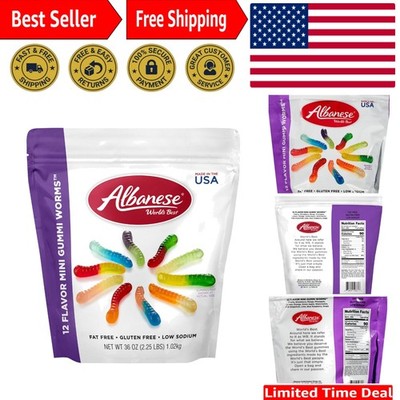 World's Best 12 Flavor Mini Gummi Worms, 36oz   Soft & Chewy Candy Treat