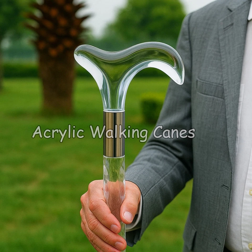 Premium Clear Acrylic Walking Cane – Transparent Stylish Walking Stick for Adult - Image 2 of 4