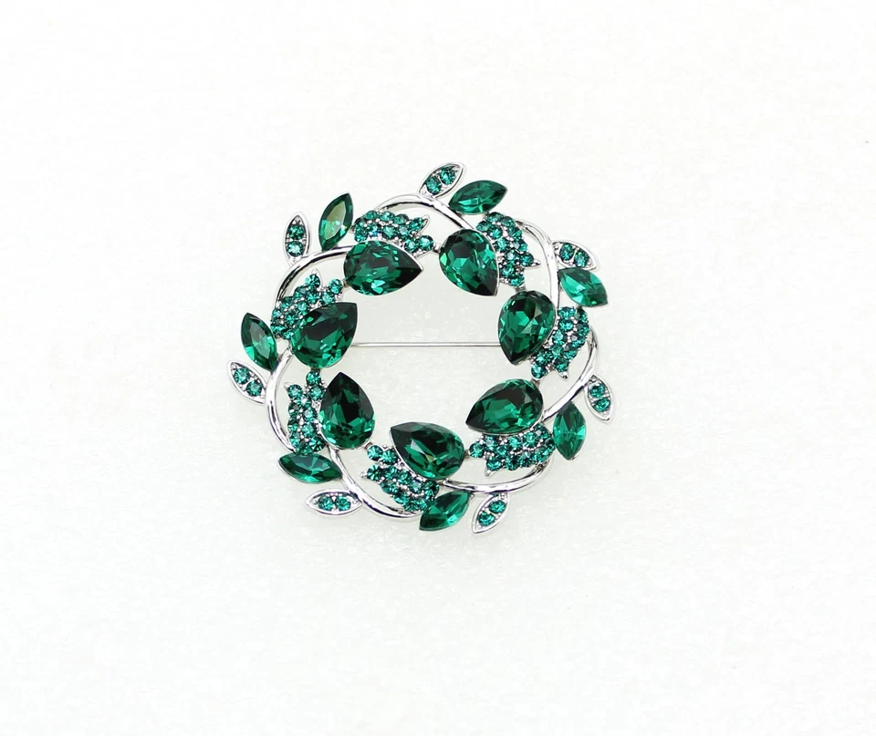 Gorgeous Rhinestone Crystal Floral Wreath Brooch Pin for Women Wedding Party - Image 3 of 4