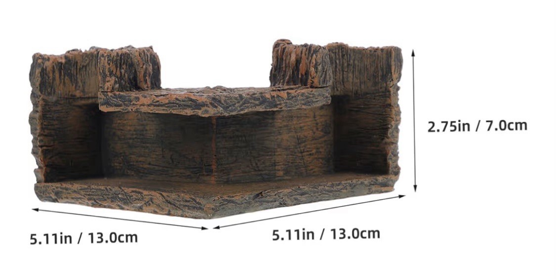 Corner Shrimp Hideout Cave for Aquarium Tree Trunk Tunnel Shelter 