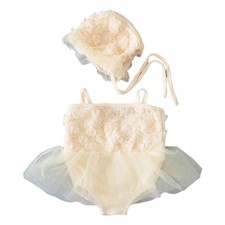 2 Pieces Baby Girl Photography Props Outfit Lace Hat Dress Set Cute Princess