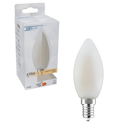 LED´s light LED Filament C35 Kerze 4,5W = 40W E14 matt 470lm warmweiß 2700K 330°