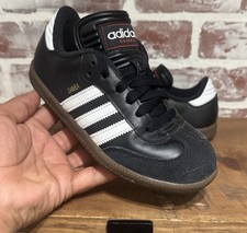 Adidas Samba Classic Kids Youth Sz 2 Black White Suede Indoor Soccer Sneakers