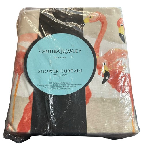Cynthia Rowley New York Fabric Shower Curtain Flamingo Birds 72in Brand New Pink - Picture 2 of 16