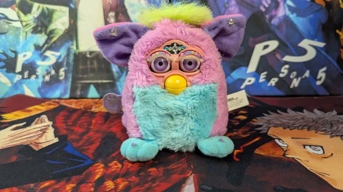 Furby 1999 Tiger Spring Baby Toy Interactive Pink Blue Green Tested Works READ!