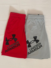 BOYS  UNDER ARMOUR LOOSE FIT ATHLETIC SHORTS, SIZE YOUTH LARGE, PICK A COLOR