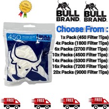 Bull Brand Micro Slim Filter Tips Size 4.6mm Resealable Bag Tobacco Smoking UK