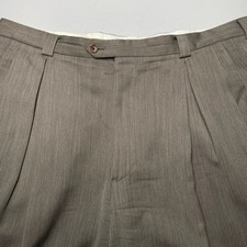 Armani Collezioni Dress Trousers 38 38x31 Cuffed Mens Box Pleated Taupe Italy