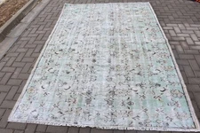 Decorative Rug, Oriental Green and Brown 5.8x8.8 ft