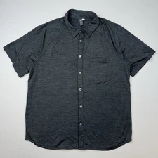 Ibex Shirt Mens Large Button Front Merino Wool Gray S/S Casual 