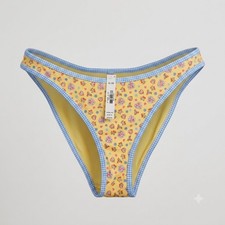 VS PINK x Frankies Bikinis Swim Bottom Yellow Floral Gingham Heart Check XL NWT