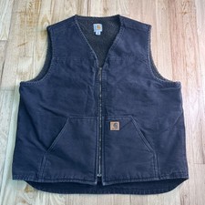 Carhartt Vest Mens Xl TallGray Sandstone Rugged Sherpa Lined Workwear V26Blk