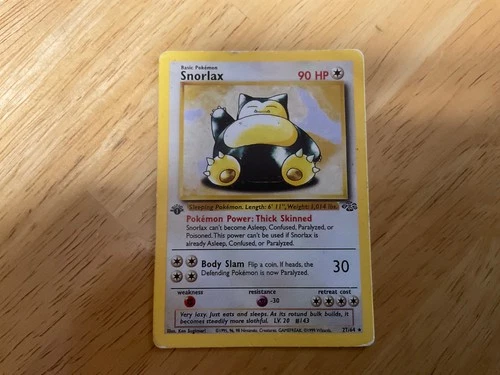 VINTAGE 1999 POKEMON SNORLAX 27/64 JUNGLE 1st Edition -RARE