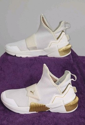 Puma Provoke XT Mid Whisper White Team Gold 194111-02 Women's Sz 8 With Box 