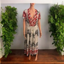 Luuksa Bohemian V-Neck Midi Summer Dress Viscose HippieFlared Sleeves Plus SZ 1X