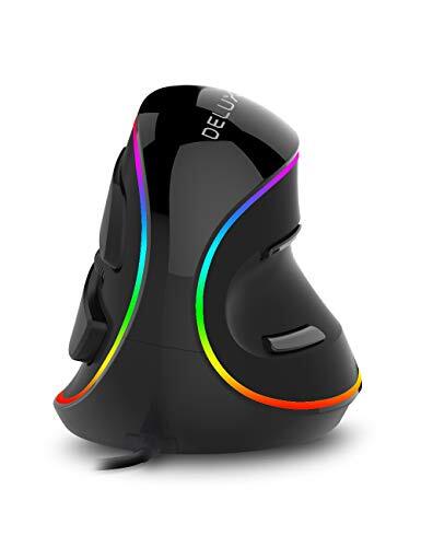 DeLUX 6-Button RGB Vertical Ergonomic Wired Mouse with 4000DPI