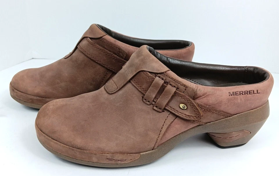 Zuecos Merrell Luxe de cuero marrón envejecido talla 10 Foto 4 de 4